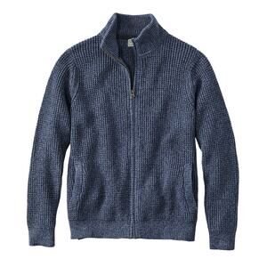 LL Bean Men’s XL Waffle Knit Terry Lined Sweater Organic Cotton Full Zip Heavy